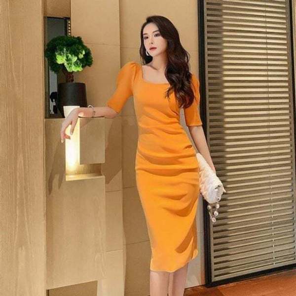 모노무드 은플레이스 스커트 여름 슬림 롱스커트 허리조임 힙 스퀘어넥 원