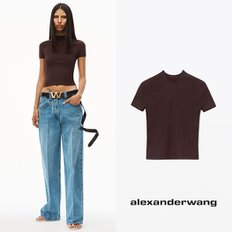 alexanderwang 알렉산더왕 심리스 골지 나일론 크루넥 브라운 티셔츠