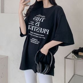 디스 레터링 라운드 반팔 티셔츠 빅사이즈 프린트 캐주얼 트임 롱티 레깅스코디_P419606997