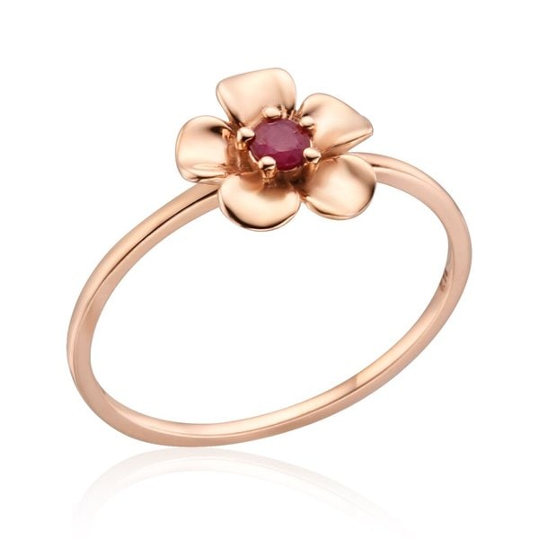 [비앤비골드] 18K 볼륨 플라워 제라늄 루비 탄생화 반지 NPR31822