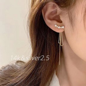 14k   SILVER 92.5  더빗 천연담수 드롭 이어링_P356545722