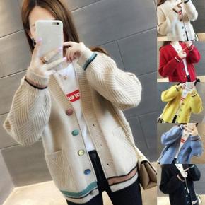 여성 데일리 컬러 버튼 V넥 루즈핏 가디건 (S9010359)