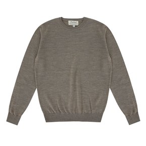 Wool soft round neck knit (Sand melange)