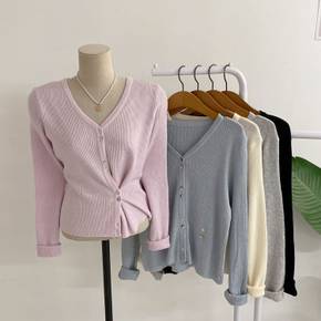 / 더빈스 소프트 골지 브이넥 가디건(5color)