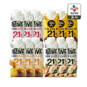얼티브 제로슈가 단백질 쉐이크 250ml 4가지맛 12개(초코x3개+바나나x3개+밤맛x3개+고소한맛x3개)