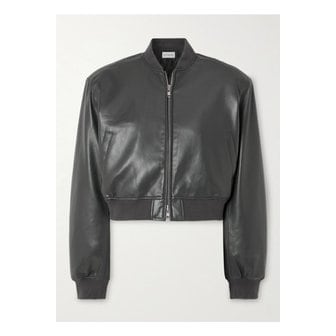 THE FRANKIE SHOP 더프랭키샵 미키 크롭 인조 가죽 보머 재킷 그레이 1647597332130400