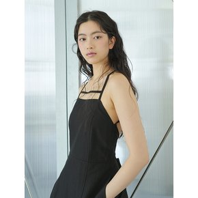 Lace up backless Dress _ Black