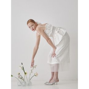 Organza Layered H line Skirt - White