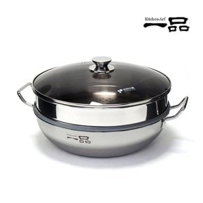 키친아트 일품 통3중 스텐 2단 찜냄비 찜기 36cm