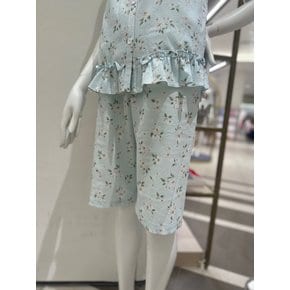 몸에 달라붙지 않는 시원한 도비원단 꽃 프린트  여성잠옷(WP8781R)