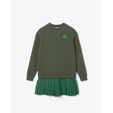 라코스테 (여성) 25SS 플리츠 믹스 스웻셔츠 드레스 EF9562-55G FRI (그레이믹스)