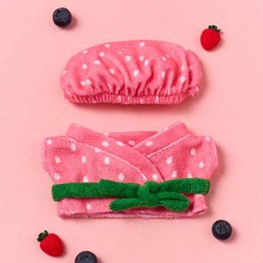 BUTTER(버터) [버터샵] 딸기 헤어캡 샤워로브 세트 인형옷