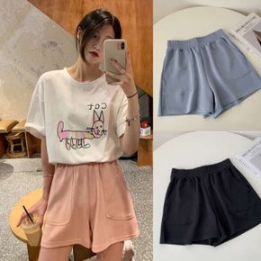 여자 허리밴딩 포켓 반바지