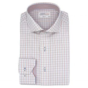 4886407 Lorenzo Uomo Trim Fit Plaid Cotton Oxford Cloth Dress Shirt