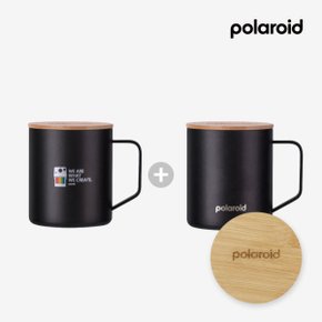 1+1 폴라로이드 폴라 스텐컵 텀블러 450ml 우드 뚜껑 보온 보냉 스테인리스 텀블러