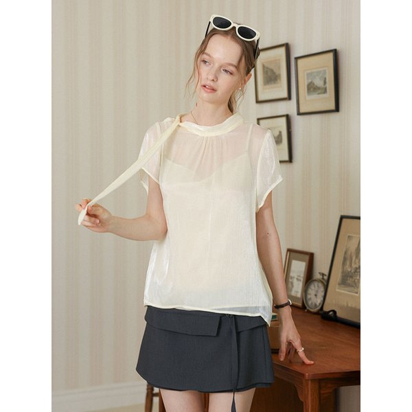 DD_Elegant tie neck blouse_IVORY