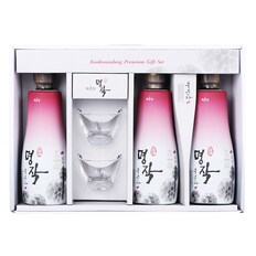 국순당고창명주 명작 복분자선물세트 13도 375ml 3병 잔2