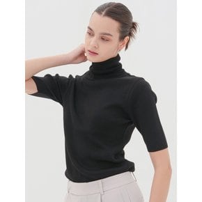 Turtle Neck Ribbed Knit _Black