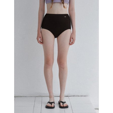얀13 SEERSUCKER HIGHWAIST SWIM BOTTOM_BROWN