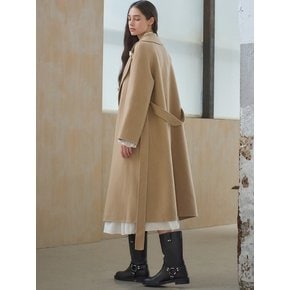 CASHMERE BELTED HANDMADE OPEN COAT(2colors)