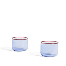 헤이 HAY Tint Glass Set of 2 틴트 글래스 2개 라이트 블루 위드 레드 림