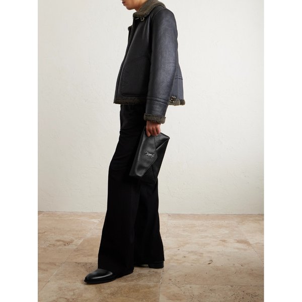 로고 장식 풀그레인 가죽 파우치 46376663163034700