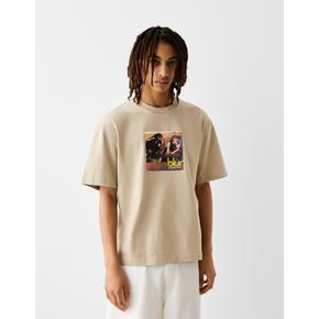 버쉬카 프린트 박시핏 티셔츠 2994/583 CAMEL