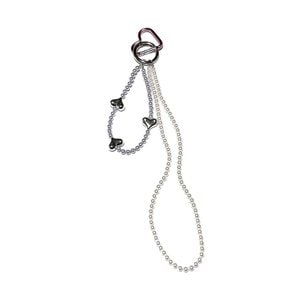 Long pearl heart keychain