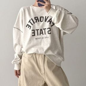 페이보릿레터링 라운드맨투맨 긴팔티셔츠 가을데일리 트레이닝 루즈핏 면캐주얼_P438394408