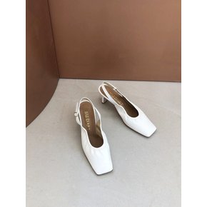 square shirring slingback _white