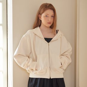 Short Hooded Zip Up Ivory