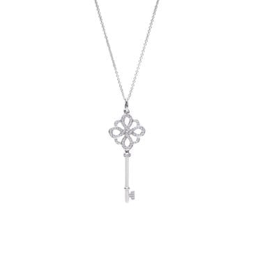 TIFFANY&CO 티파니앤코 명품]  화이트 골드 다이아 18K 노트 키 목걸이