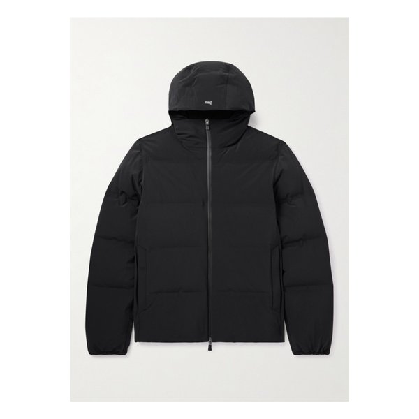 퀼팅 스트레치 나일론 후드 다운 재킷 블랙 46376663162875015