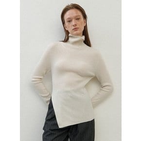 (T-6980)ESSENTIAL CASHMERE UNBAL HIGH NECK KNIT