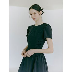 에트몽 Side Shirring Dress, Black