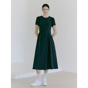 Side Shirring Dress, Black