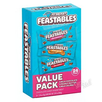  [당일발송]피스터블 미스터비스트 밀크 초콜릿 버라이어티팩 24팩 FEASTABLES MRBEAST VARIETY P