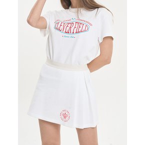 Pique Deformed Pleated Culottes Skirt (Off-White)