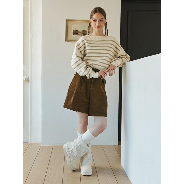 코듀로이 벨트 숏팬츠 / 브라운