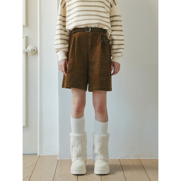 코듀로이 벨트 숏팬츠 / 브라운