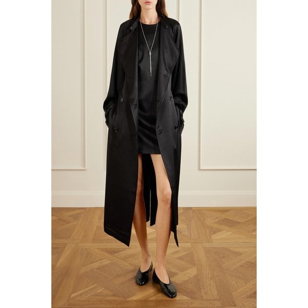 더블브레스트 드레이프 새틴 트렌치 코트 46376663162979007