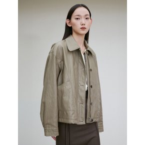 DRAWSTRING HEM FAUX LEATHER JACKET