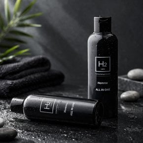 H2 옴므 남자 올인원 화장품 200ml 2개 + 휴대용파우치 10개 남성스킨로션 에센스