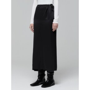 STRAP SILK SKIRT_BLACK