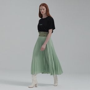 BUTTONED PLEATED MIDI SKIRT (MINT)