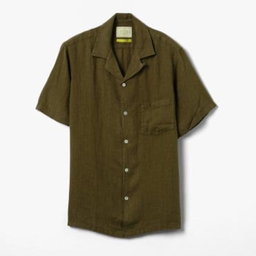 샌프란시스코마켓 PORTUGUESE FLANNEL 포루투기스 플란넬 LINEN CAMP COLLAR SHIRT OLIVE PFE1M40000A94