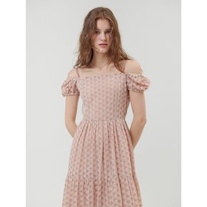 EMBROIDERY OFF-SHOULDER DRESS_PINK