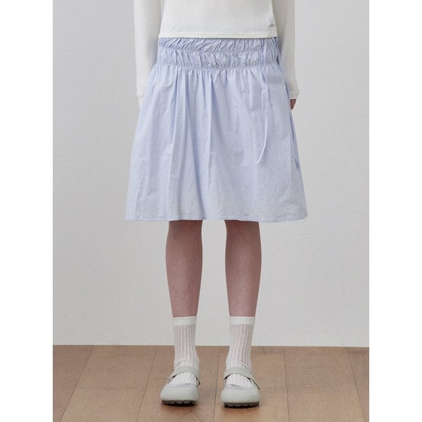 smoke shirring midi skirt blue