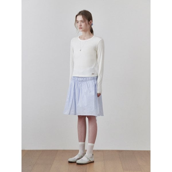 smoke shirring midi skirt blue