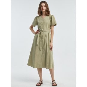 V Neck Shirt OnePiece [Khaki]